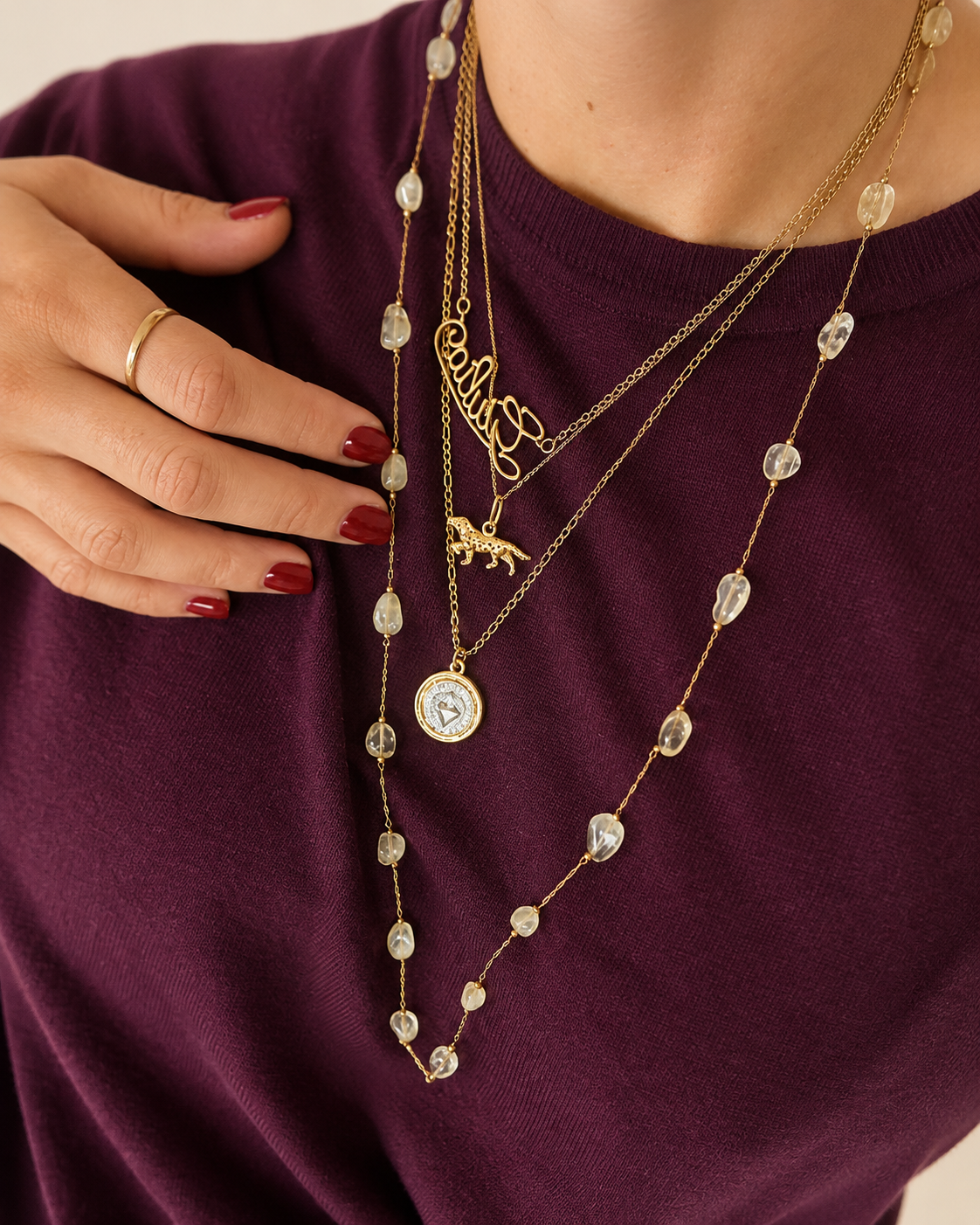 Collana doppia in quarzo rutilato
