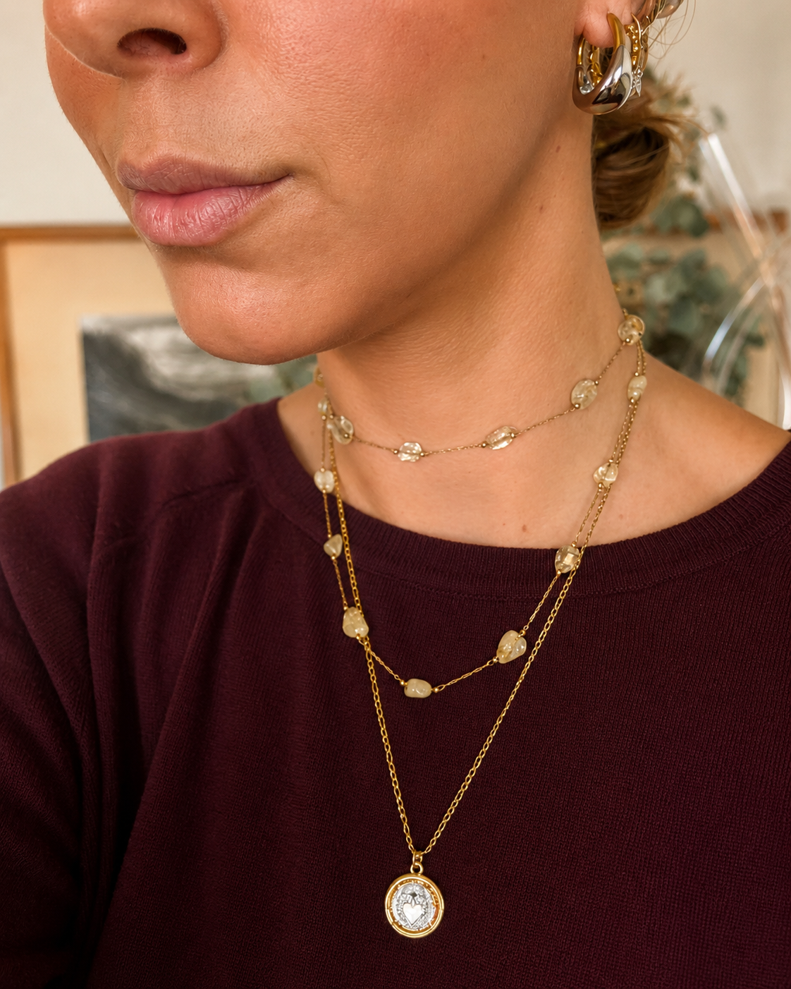 Collana doppia in quarzo rutilato