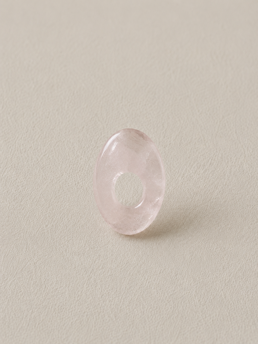 Pink quartz oval donut pendant