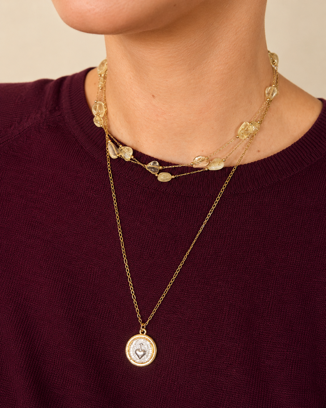 Collana doppia in quarzo rutilato